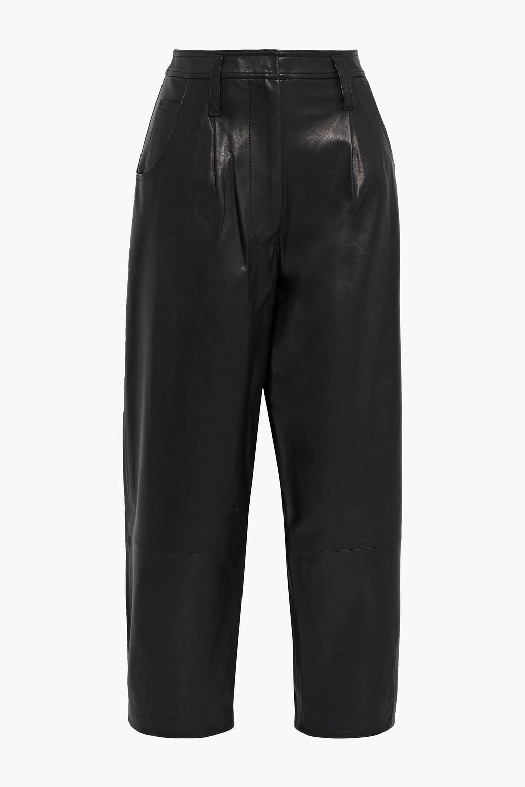 FRAME Cropped pleated leather tapered pants | THE OUTNET