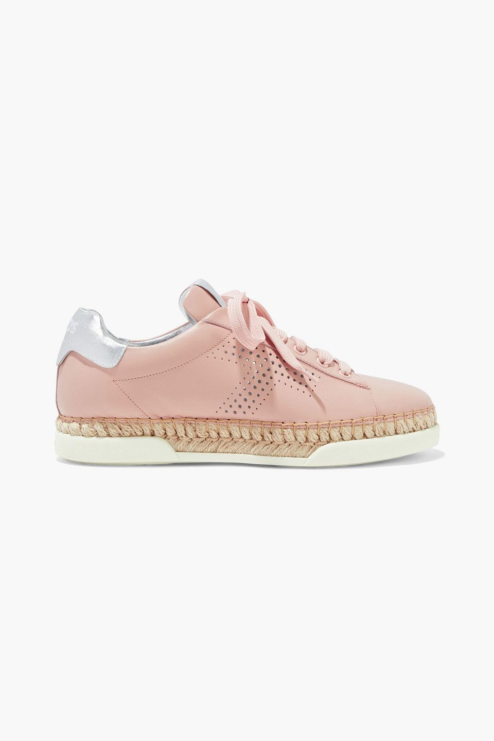 Tod s Perforated Smooth And Metallic Leather Sneakers In Pink ModeSens