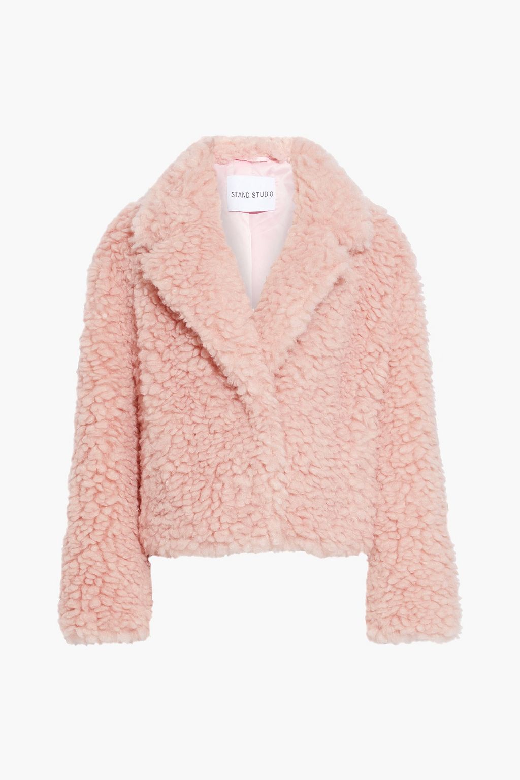 faux shearling jacket pink