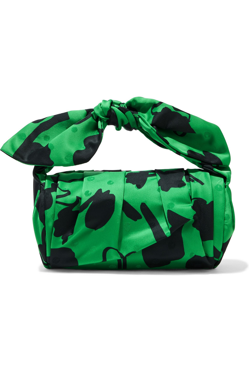 rejina pyo - nane knotted printed satin-jacquard tote - green - onesize