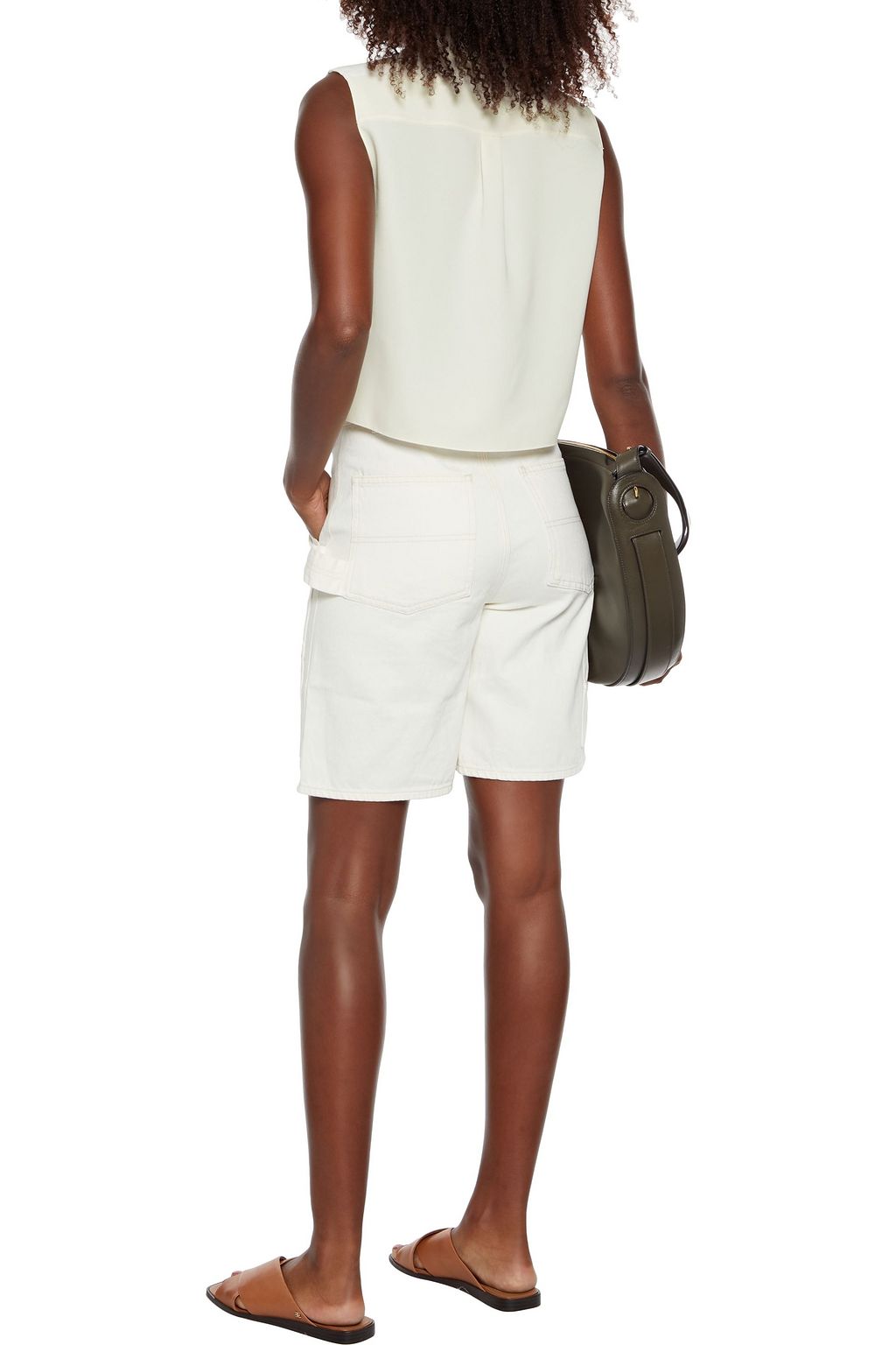 THEORY Cropped crepe de chine shirt