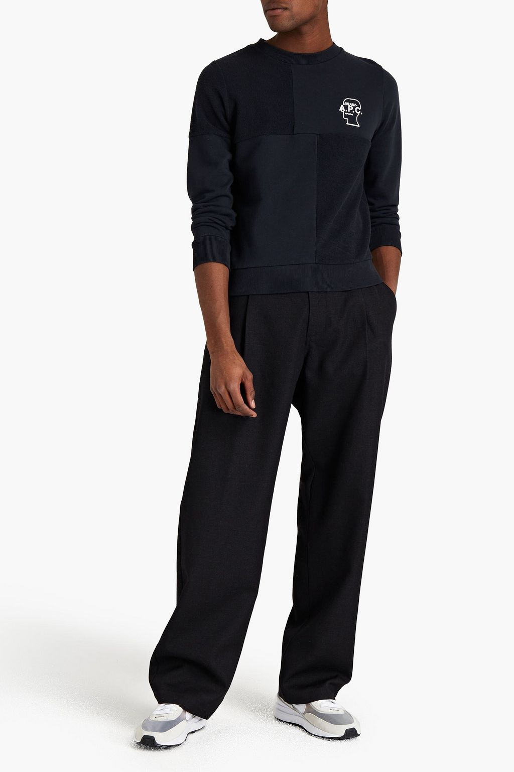 A.P.C. Paneled printed French cotton-terry sweatshirt