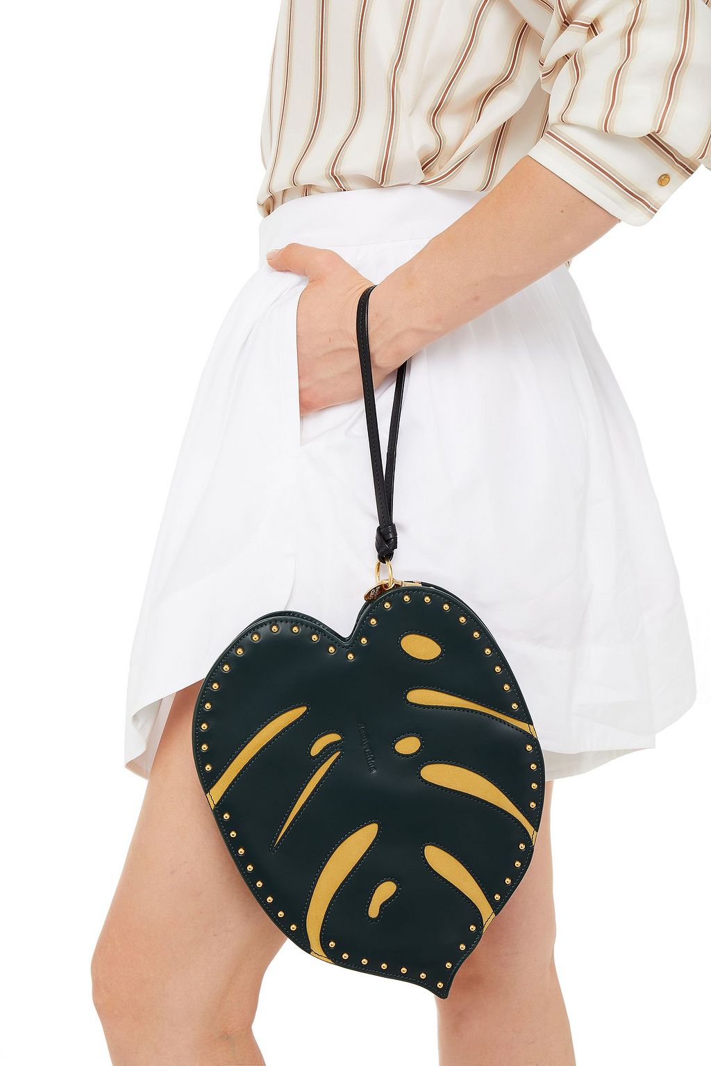 SEE BY CHLOÉ Suede-trimmed studded leather pouch