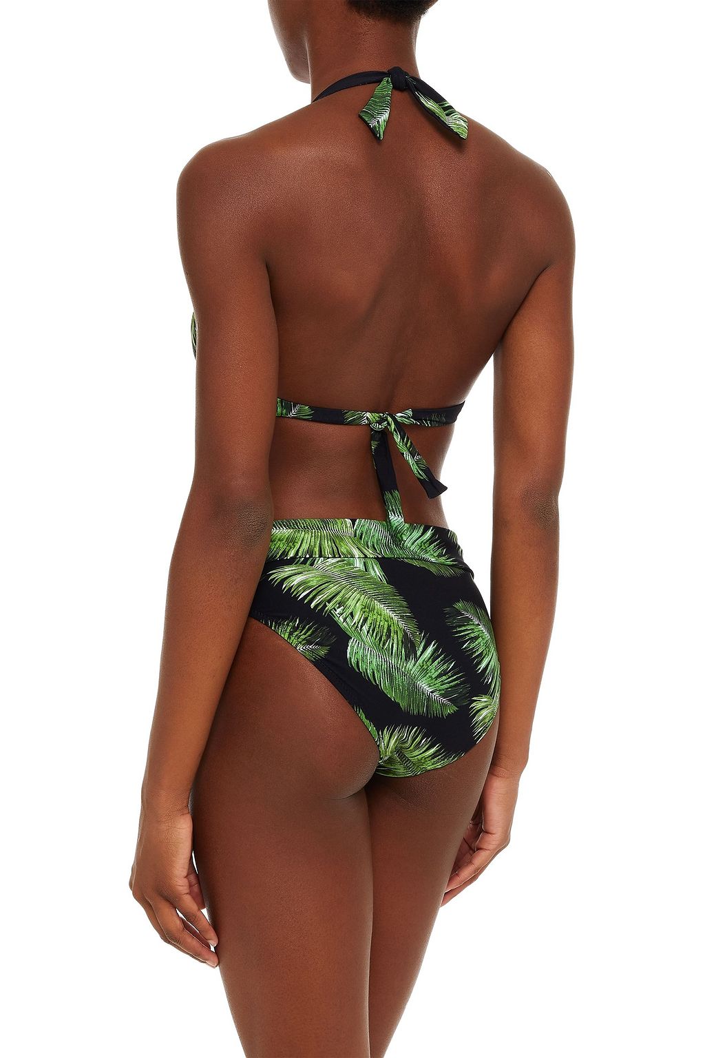 MELISSA ODABASH Brussels ring-embellished printed halterneck bikini top