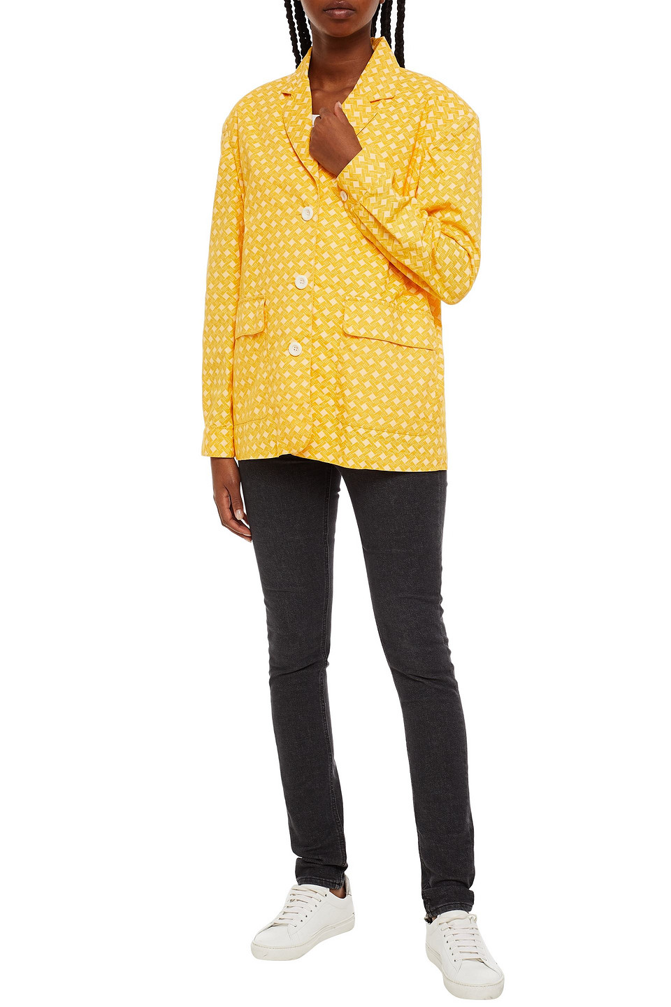 American Vintage Printed Cotton Blazer In Yellow