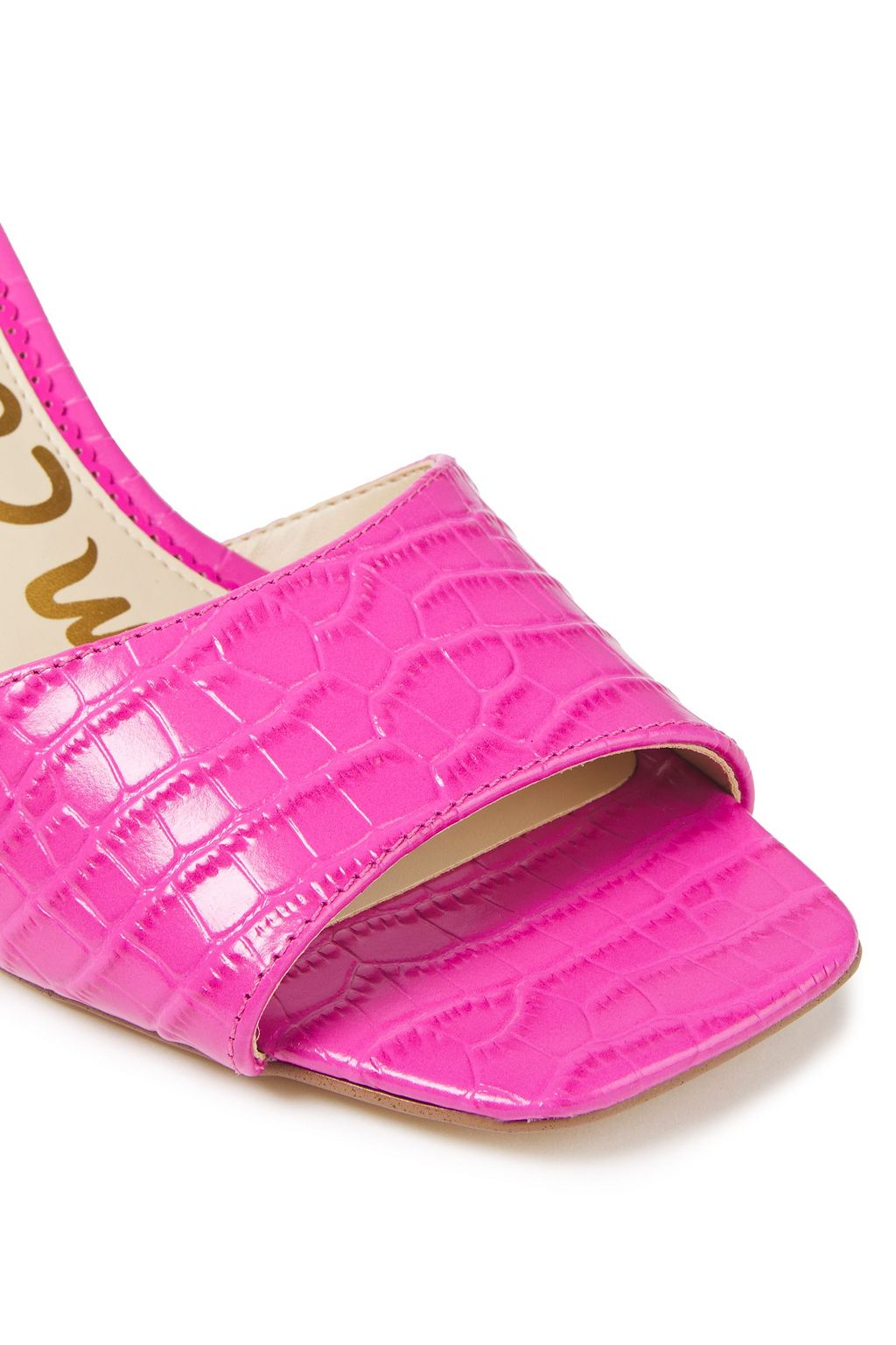SAM EDELMAN Croc-effect leather wedge mules