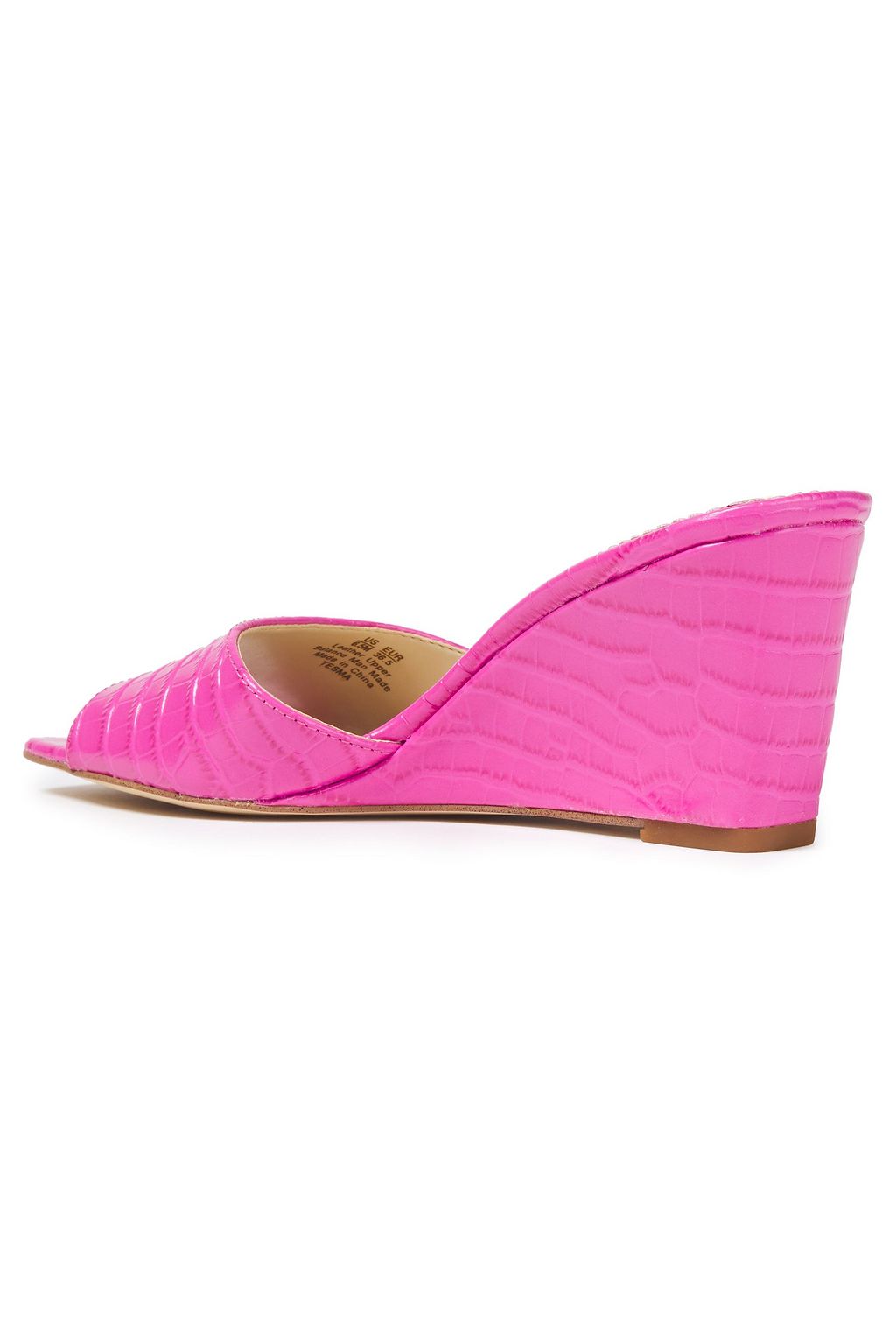 SAM EDELMAN Croc-effect leather wedge mules