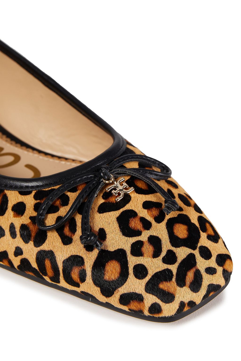 SAM EDELMAN Jillie bow-embellished leopard-print calf hair ballet flats