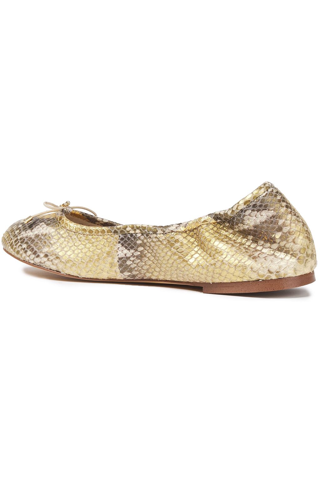 SAM EDELMAN Fionia metallic snake-effect leather ballet flats