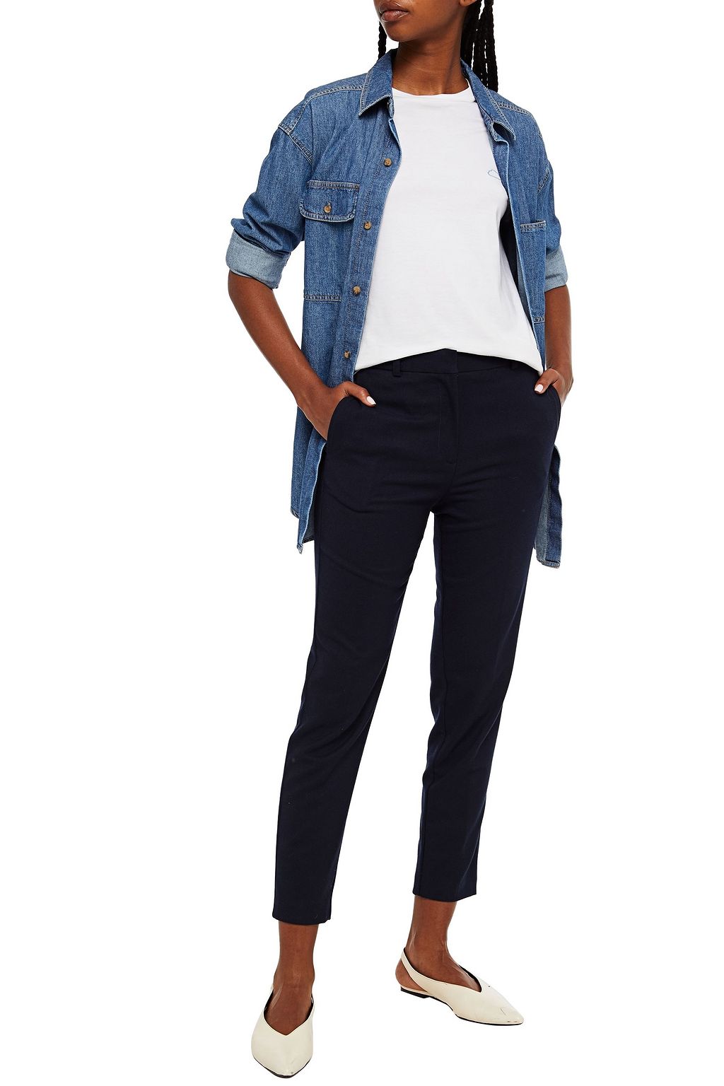 AMERICAN VINTAGE Ovanation cropped washed-twill slim-leg pants