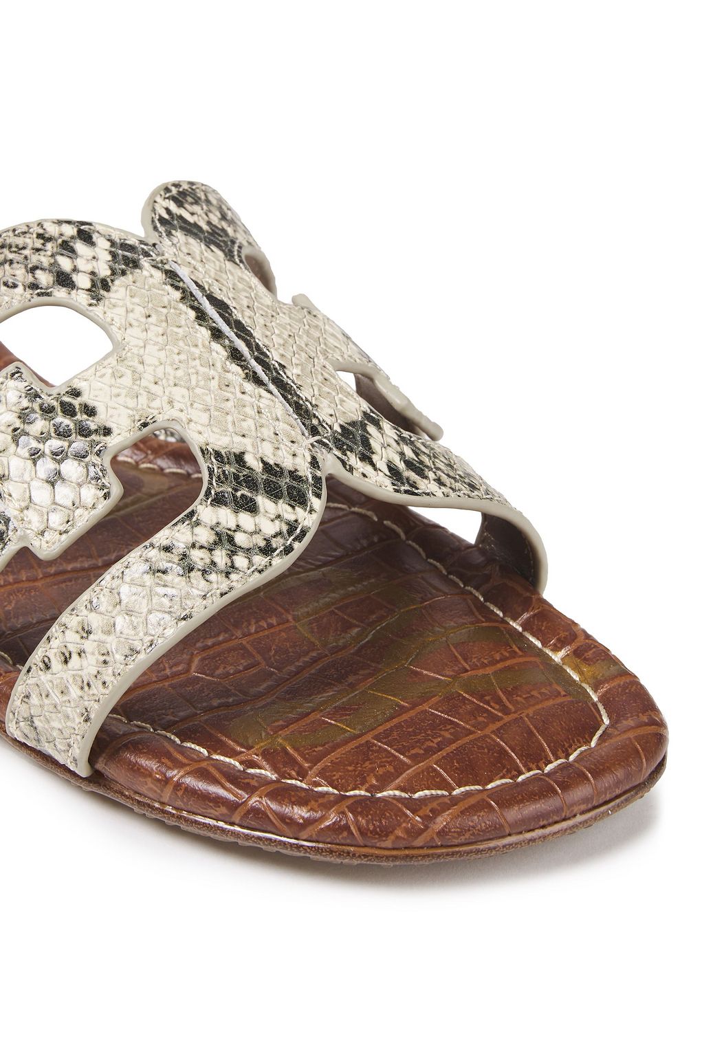 SAM EDELMAN Bay cutout snake-effect leather slides