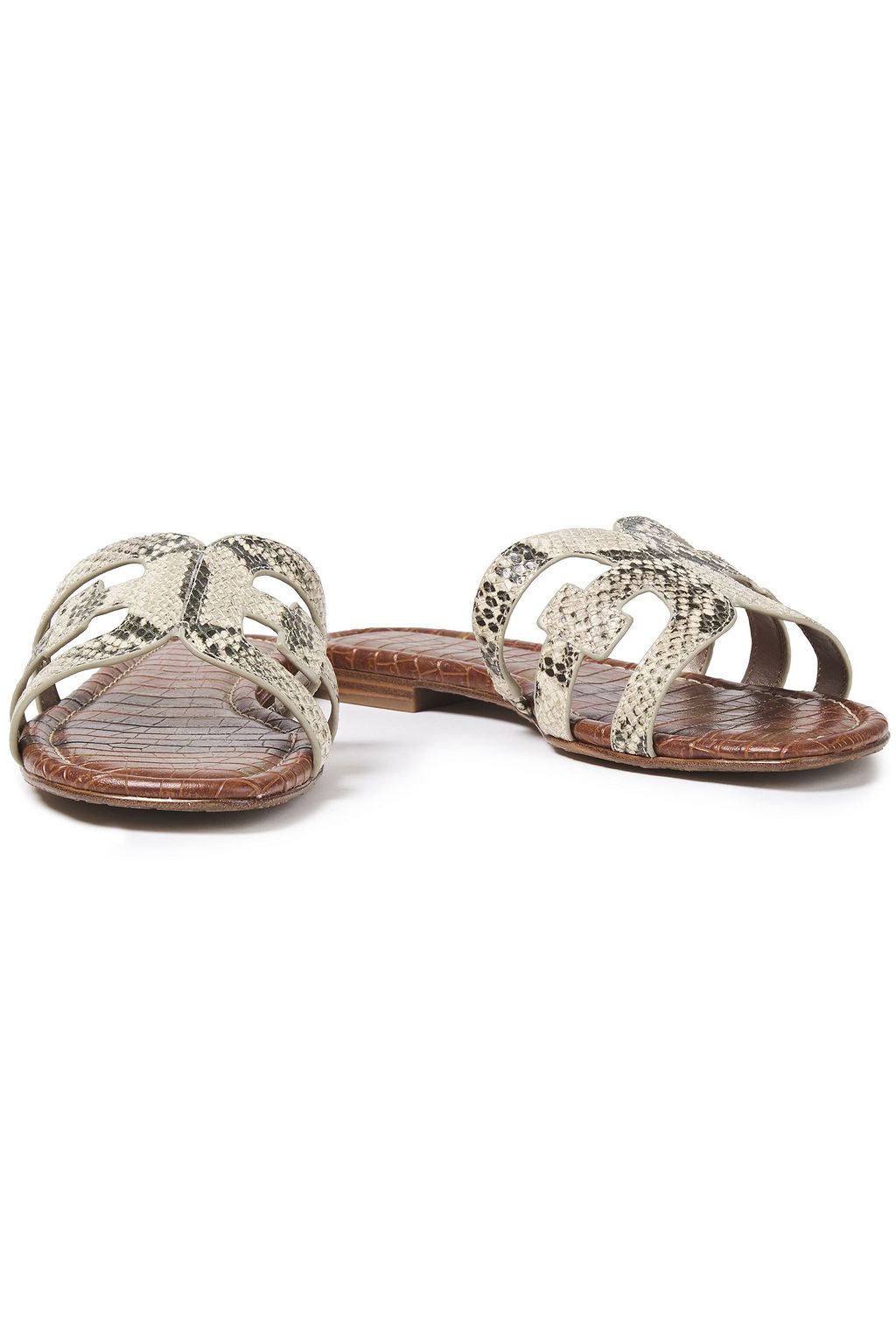 SAM EDELMAN Bay cutout snake-effect leather slides