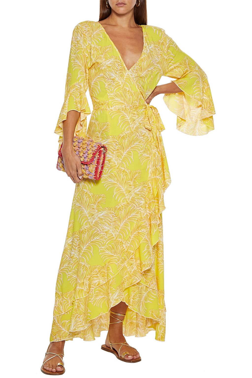MELISSA ODABASH Cheryl printed voile maxi wrap dress