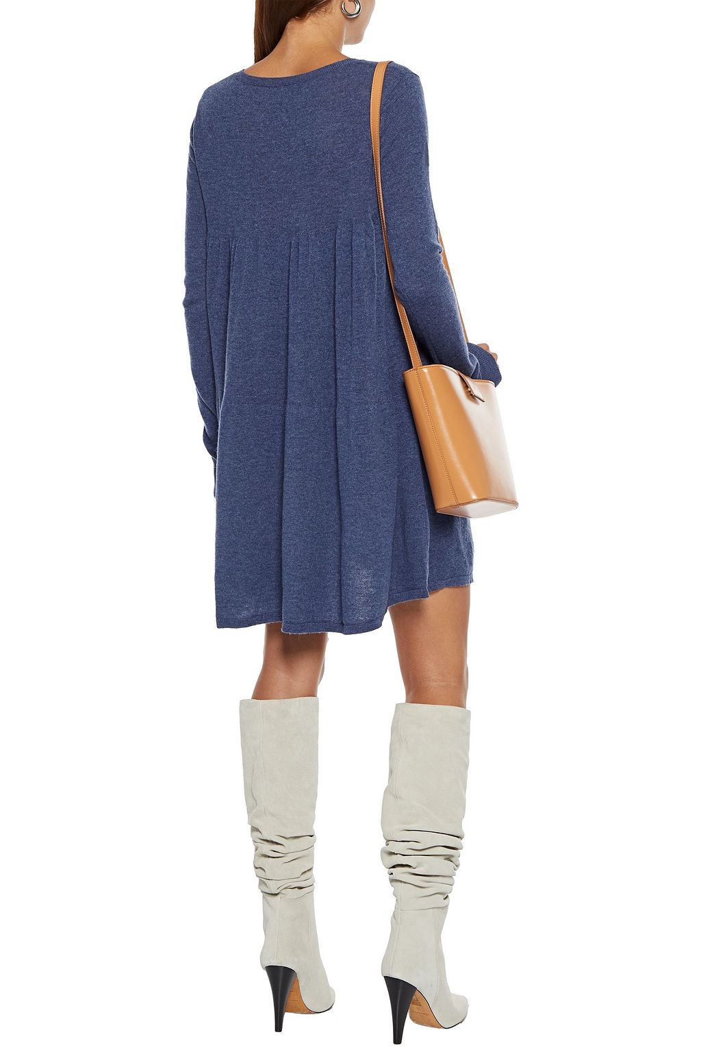 AUTUMN CASHMERE Gathered mélange cashmere mini dress