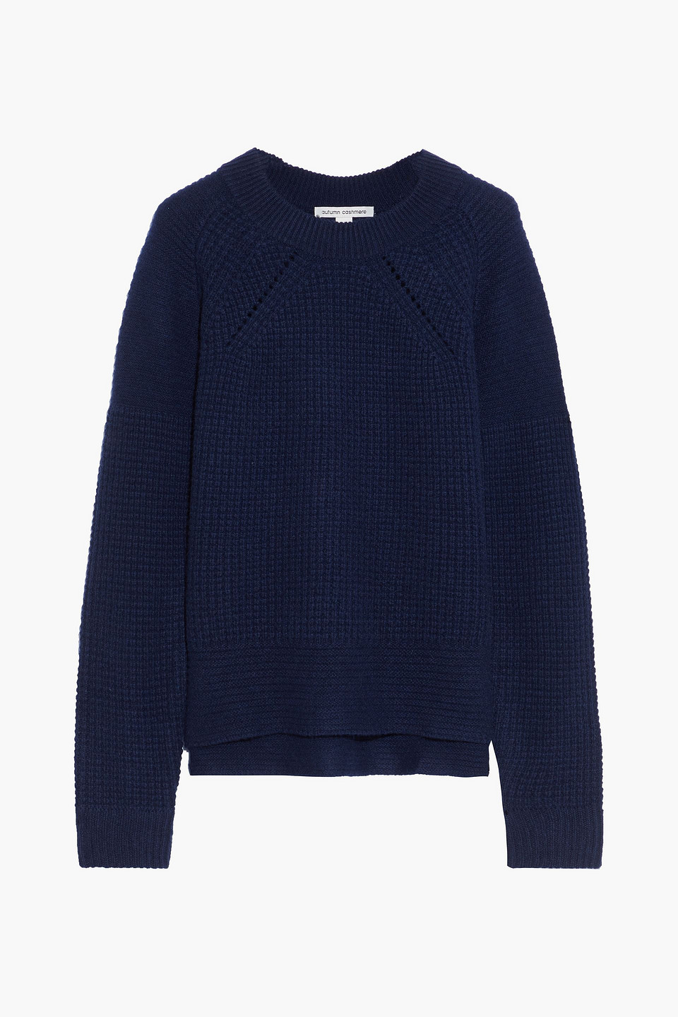 Autumn Cashmere Pointelle-trimmed waffle-knit cashmere sweater