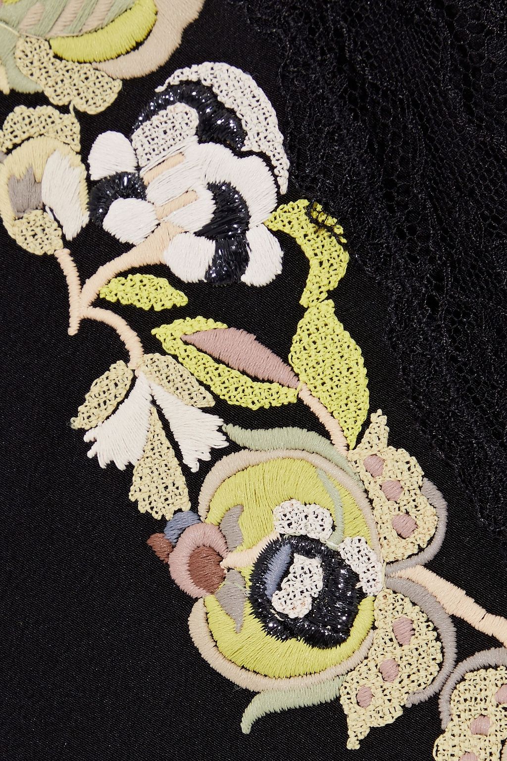ETRO Lace-trimmed embroidered silk crepe de chine camisole