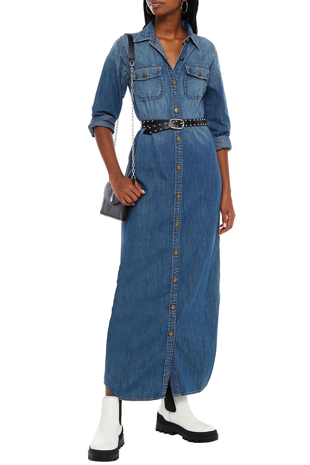 CURRENT/ELLIOTT Denim maxi shirt dress