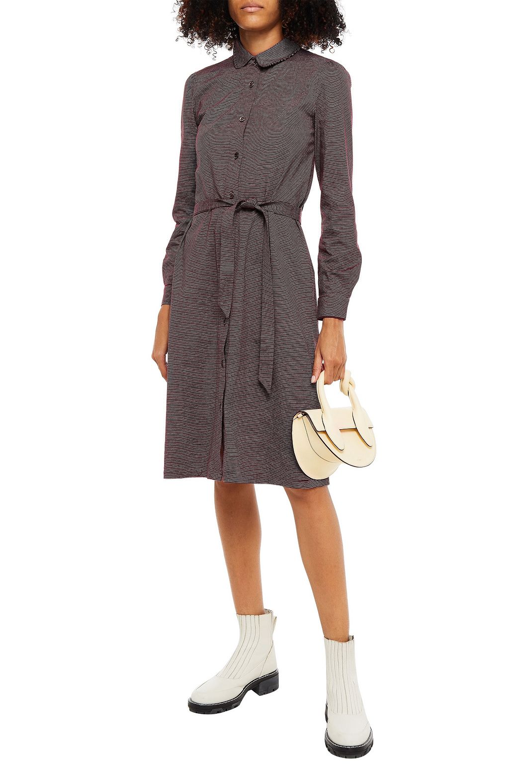 A.P.C. Belted striped cotton shirt dress