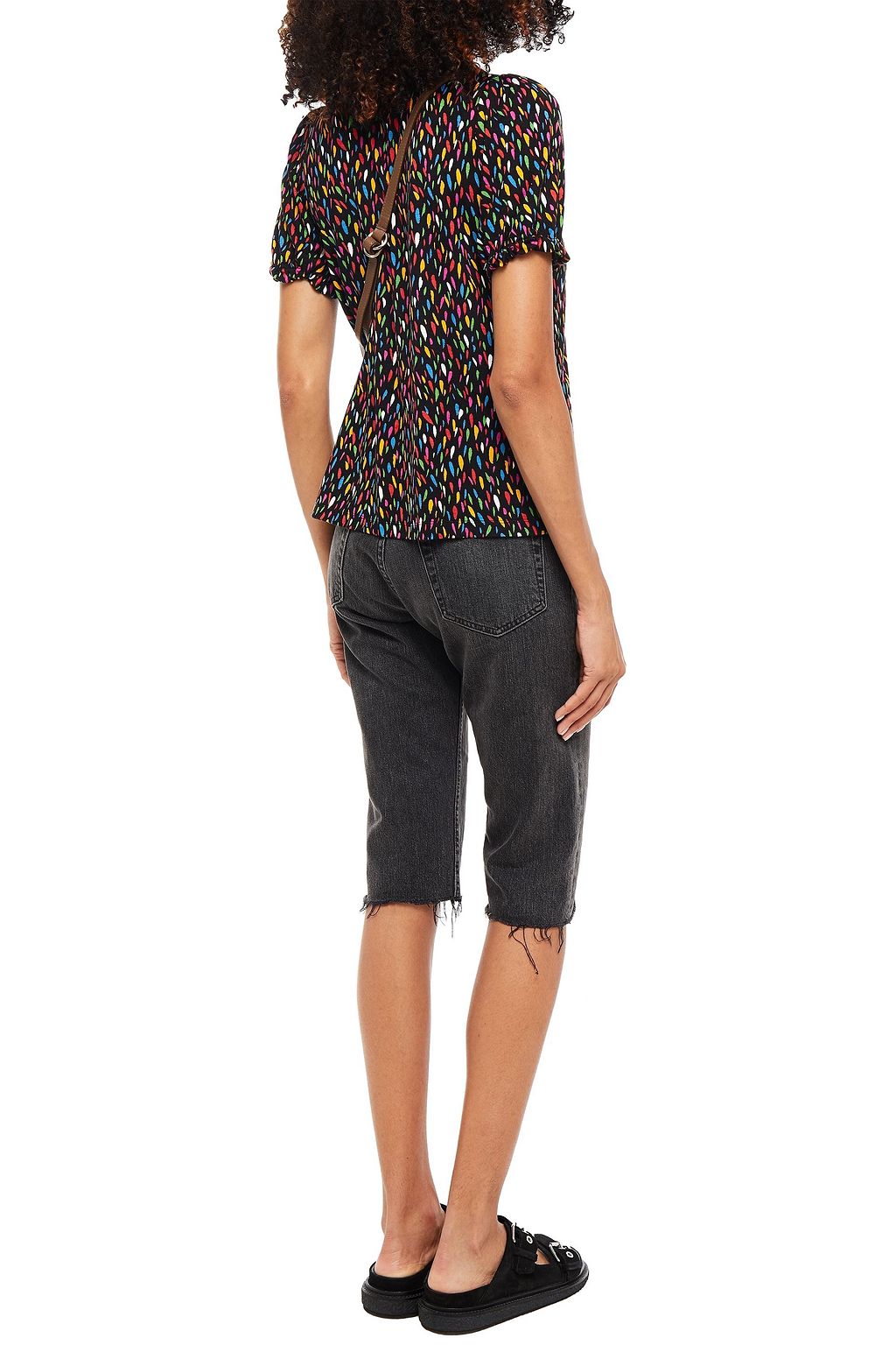 A.P.C. Gathered printed jersey top