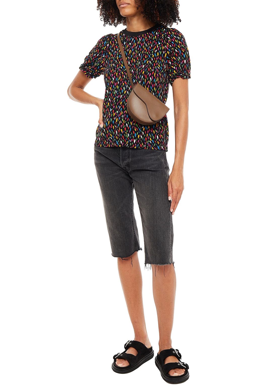 A.P.C. Gathered printed jersey top