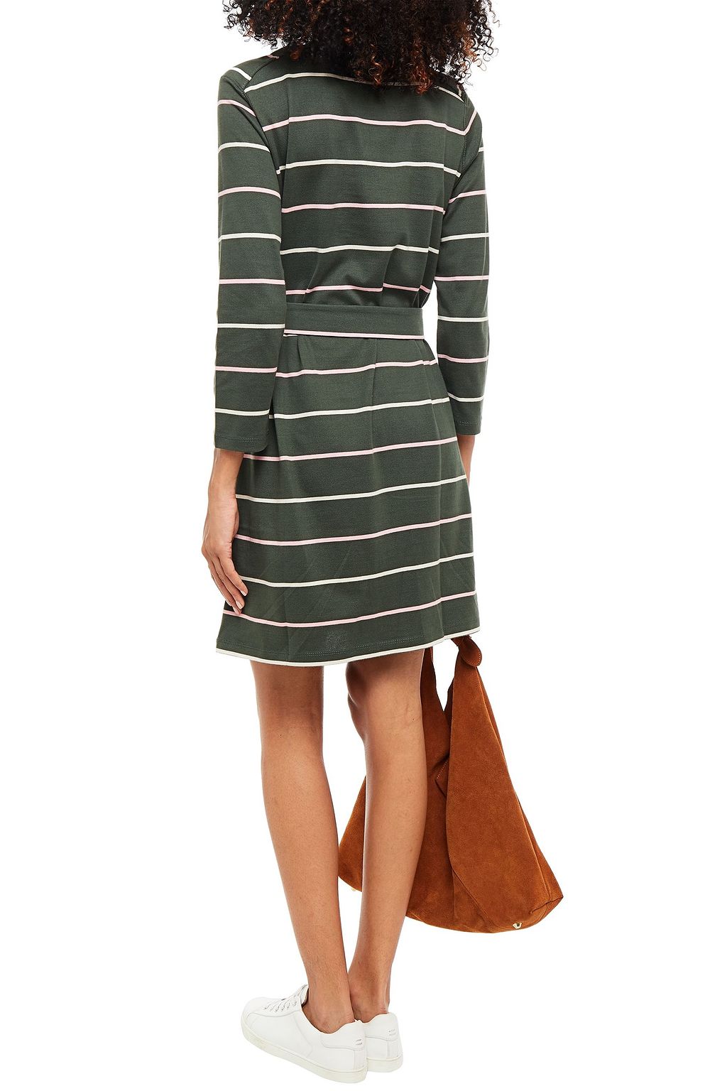 A.P.C. Belted striped cotton-jersey mini dress