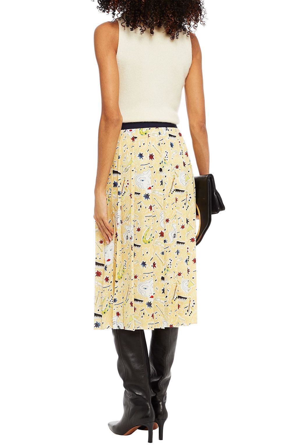 VICTORIA, VICTORIA BECKHAM Pleated printed crepe midi skirt