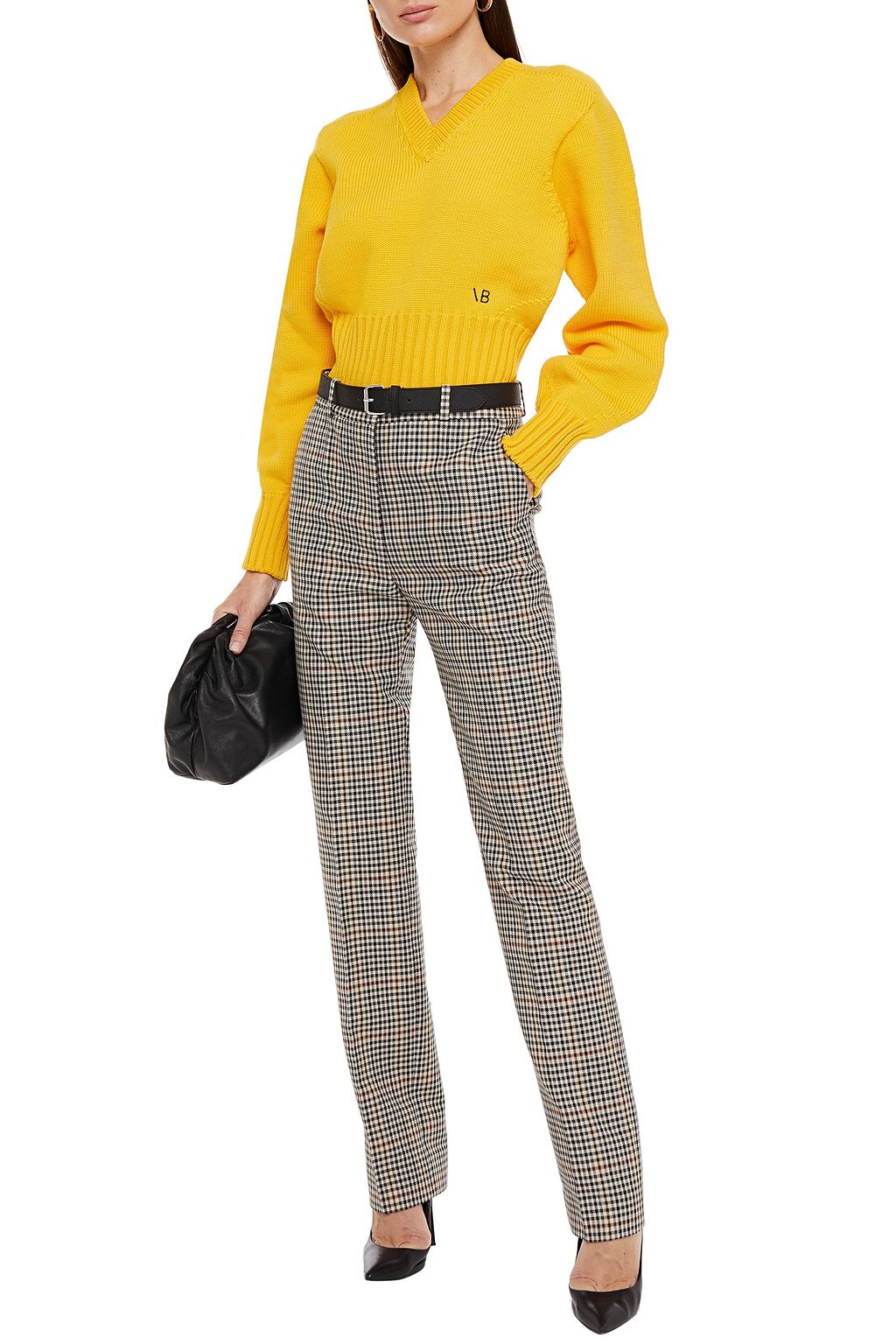 VICTORIA, VICTORIA BECKHAM Checked wool-blend slim-leg pants