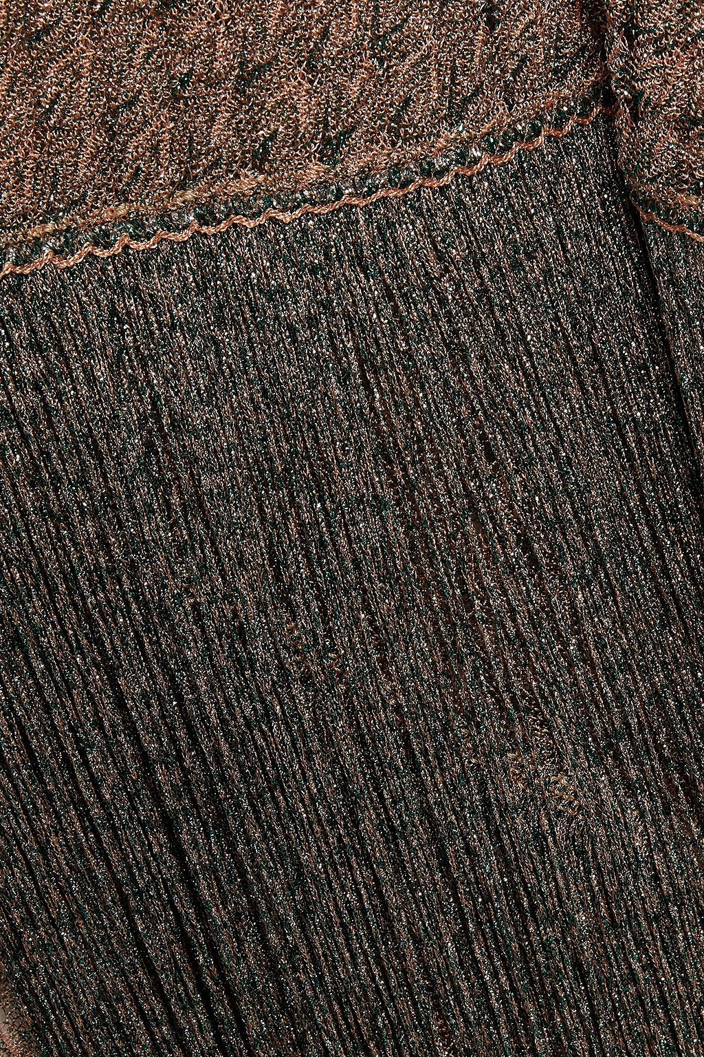 MISSONI Fringed metallic crochet-knit wrap