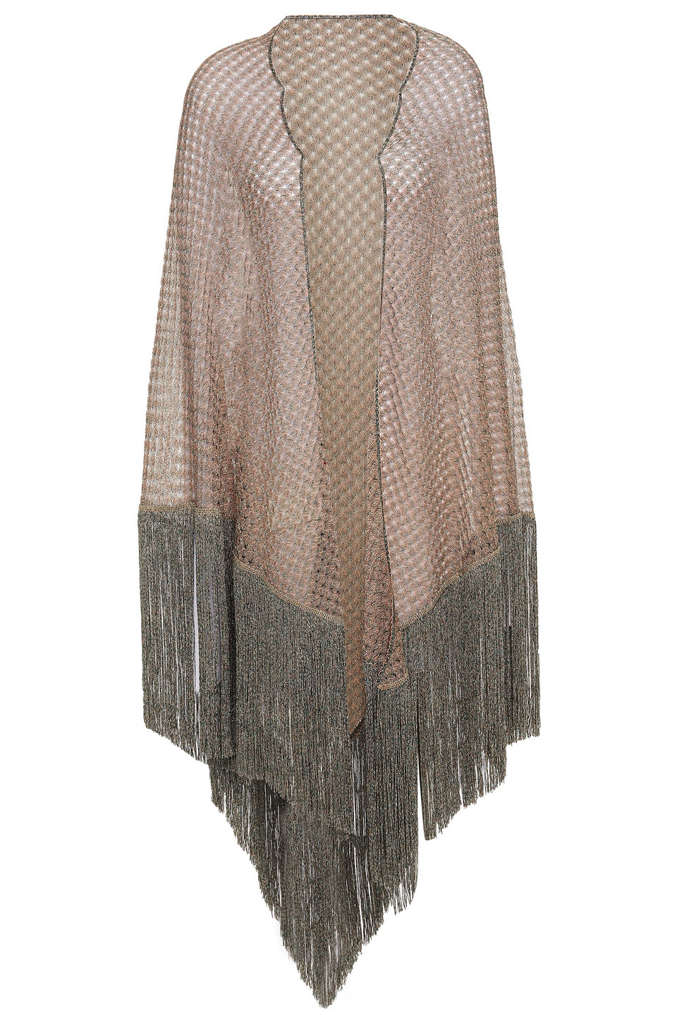 Missoni Woman Fringed Metallic Crochet-knit Wrap Blush Size --