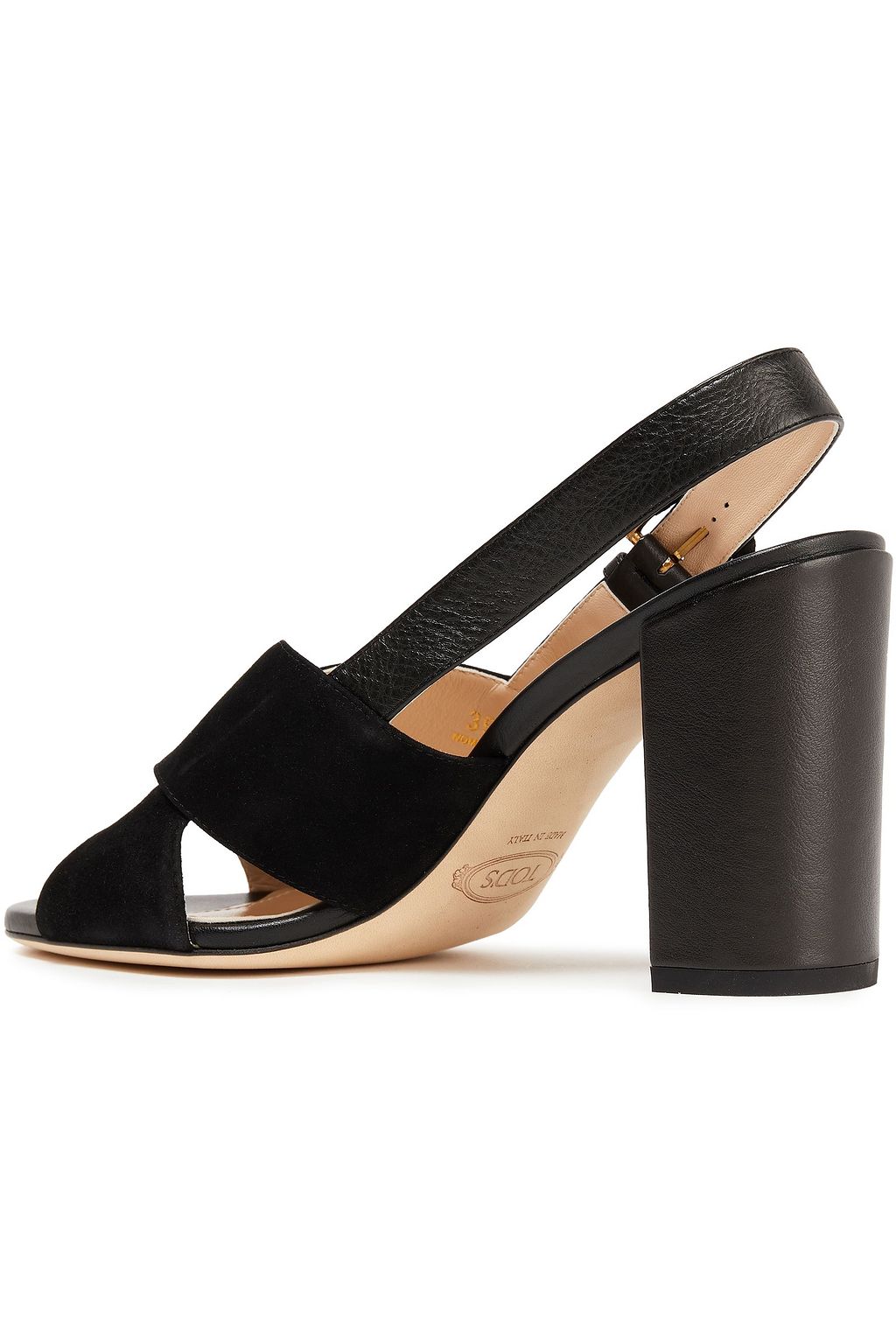 TOD'S Suede and leather slingback sandals