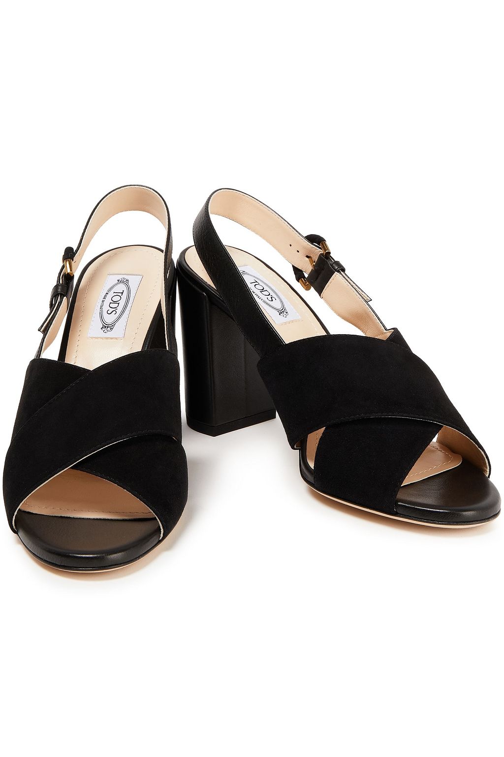 TOD'S Suede and leather slingback sandals