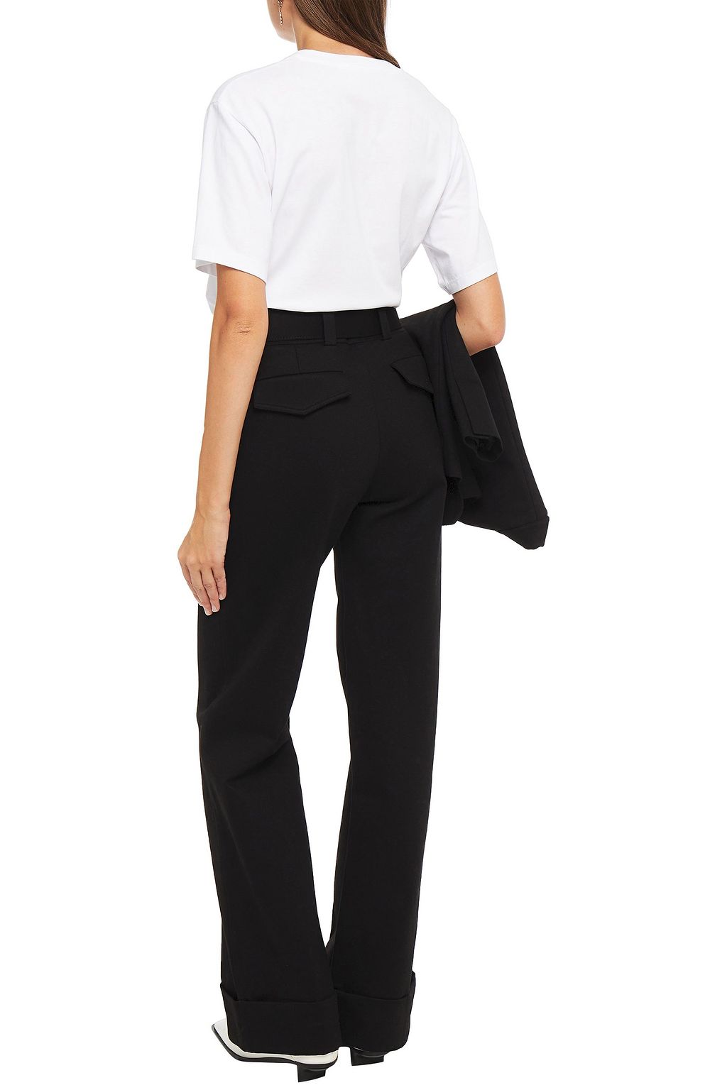 VICTORIA, VICTORIA BECKHAM Belted stretch-ponte wide-leg pants