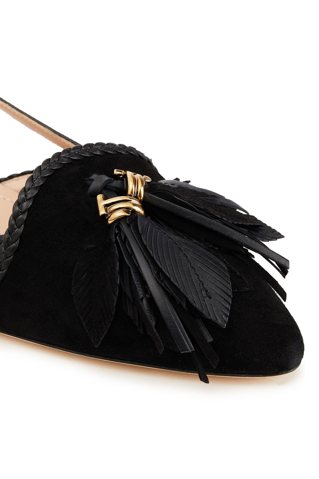 TOD'S حذاء بكعب عالٍ من الجلد السويدي مزيّن بزخارف