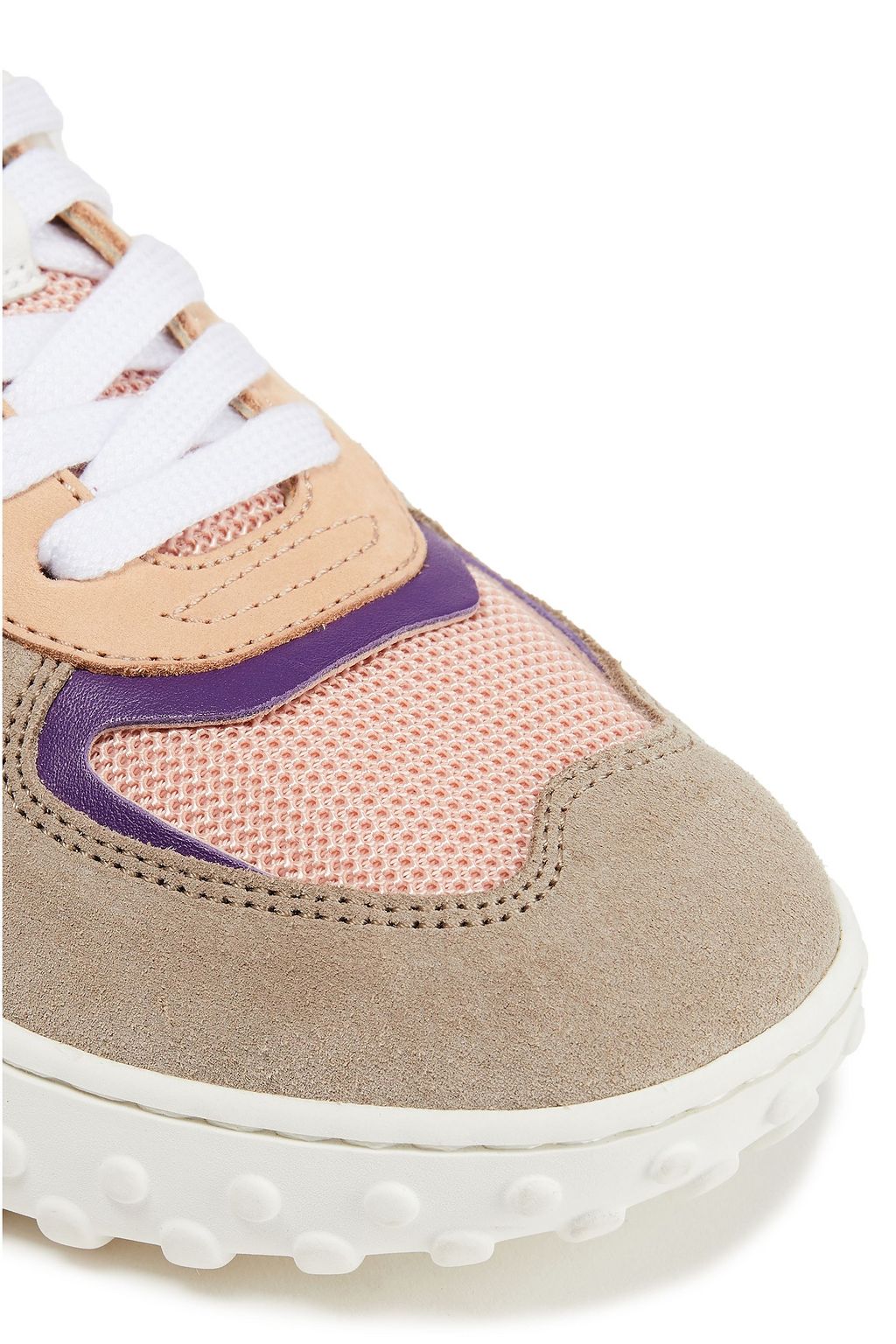 TOD'S Paneled suede, leather and mesh sneakers