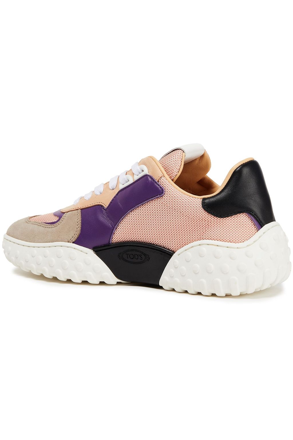 TOD'S Paneled suede, leather and mesh sneakers