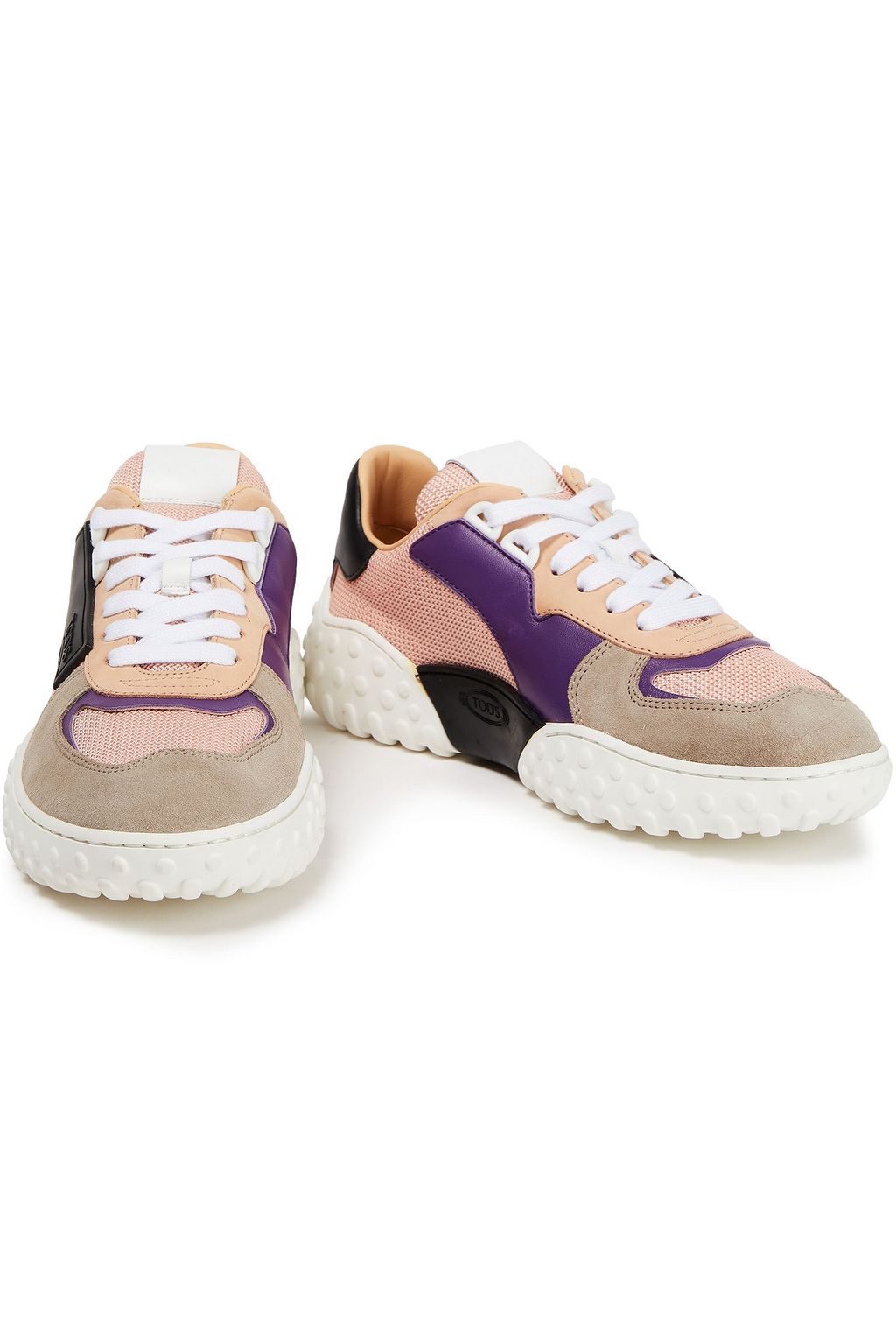 TOD'S Paneled suede, leather and mesh sneakers