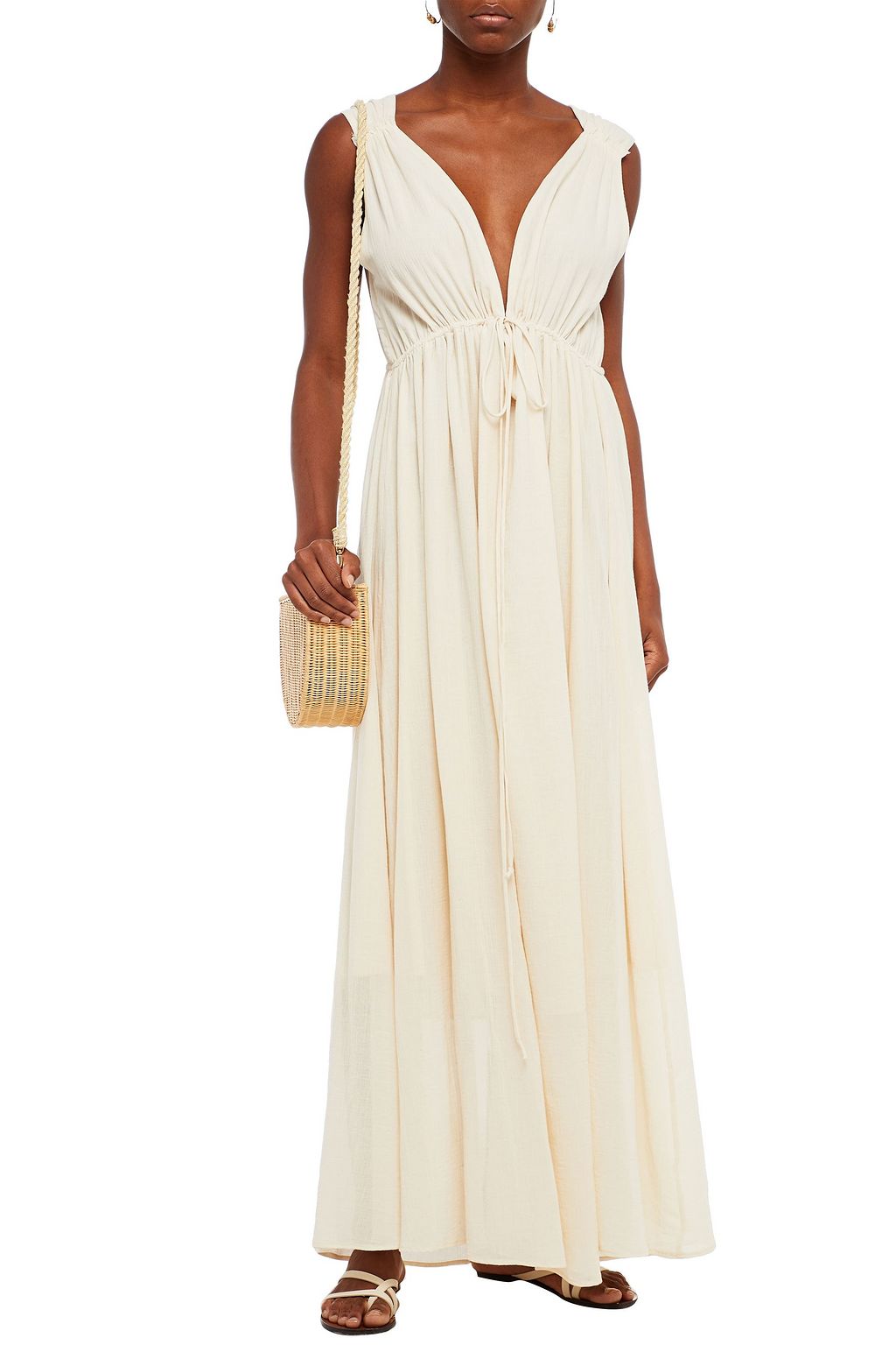 LOUP CHARMANT Sirena gathered cotton maxi dress