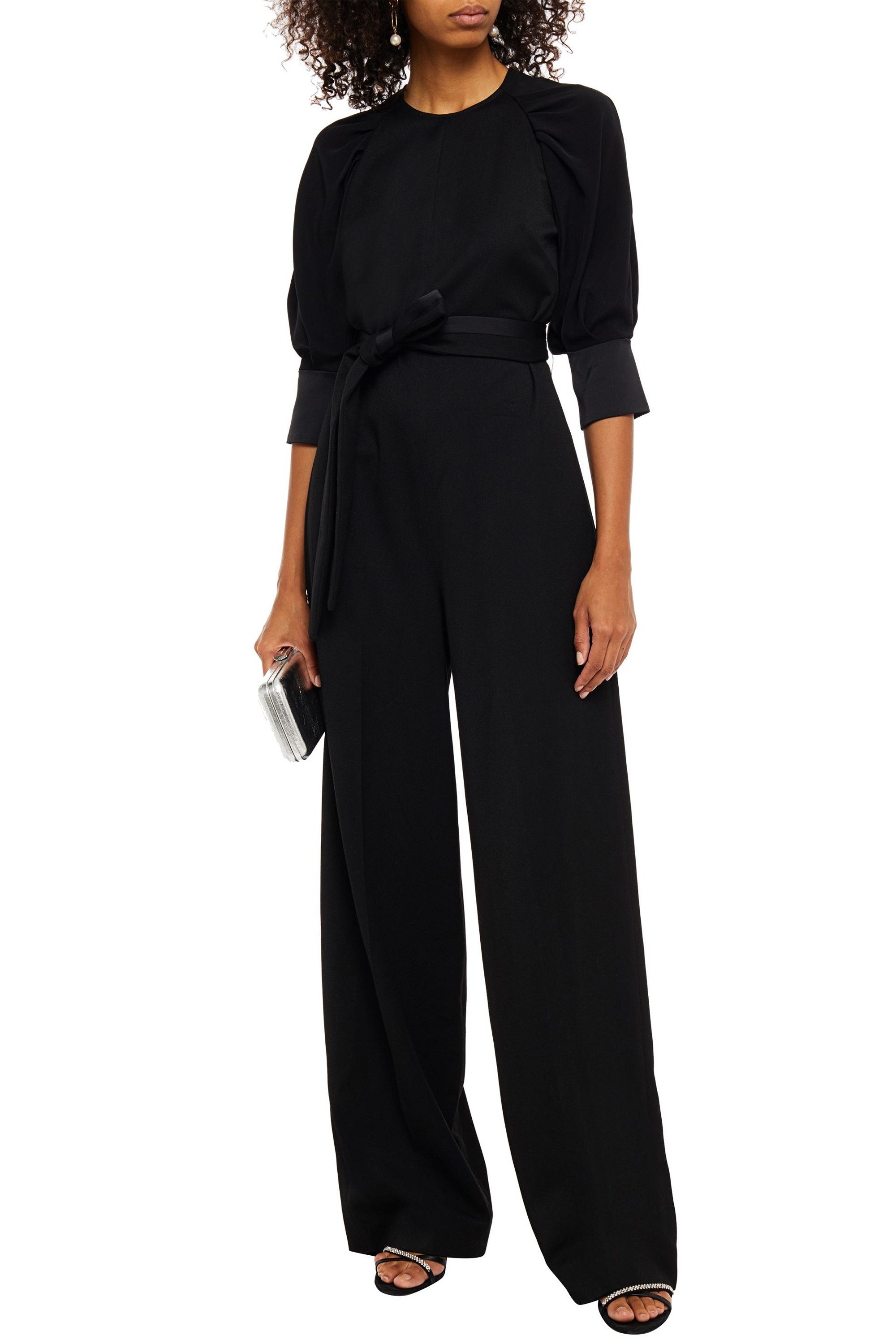 Victoria Victoria Beckham Belted ruched cady and twill jumpsuit