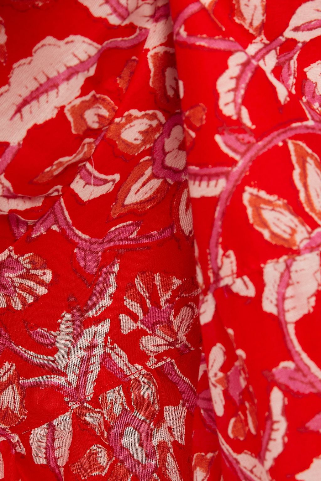 ANTIK BATIK Iloni tie-back printed cotton and silk-blend voile peplum top
