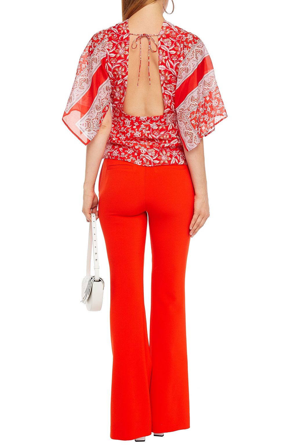 ANTIK BATIK Iloni tie-back printed cotton and silk-blend voile peplum top