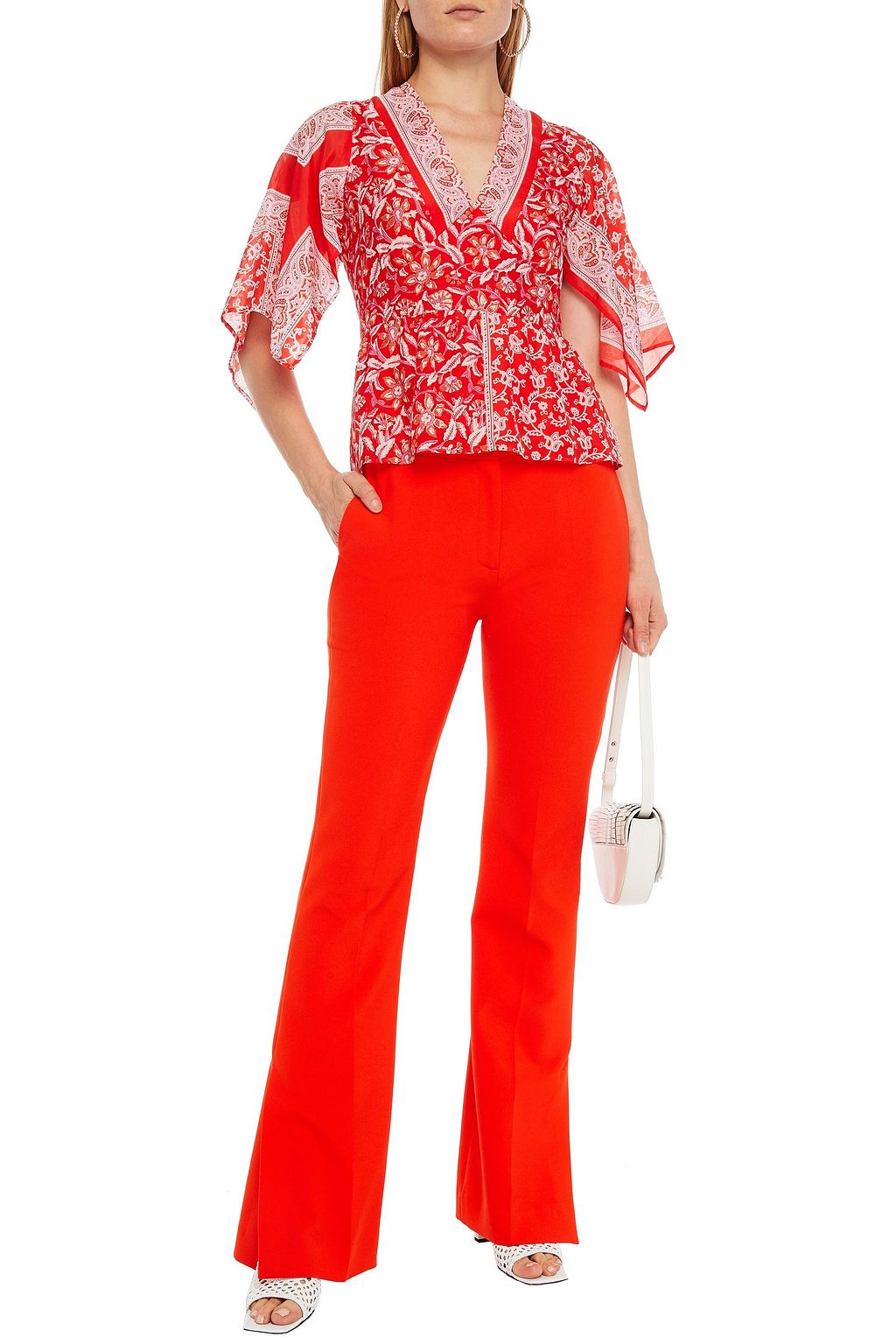 ANTIK BATIK Iloni tie-back printed cotton and silk-blend voile peplum top