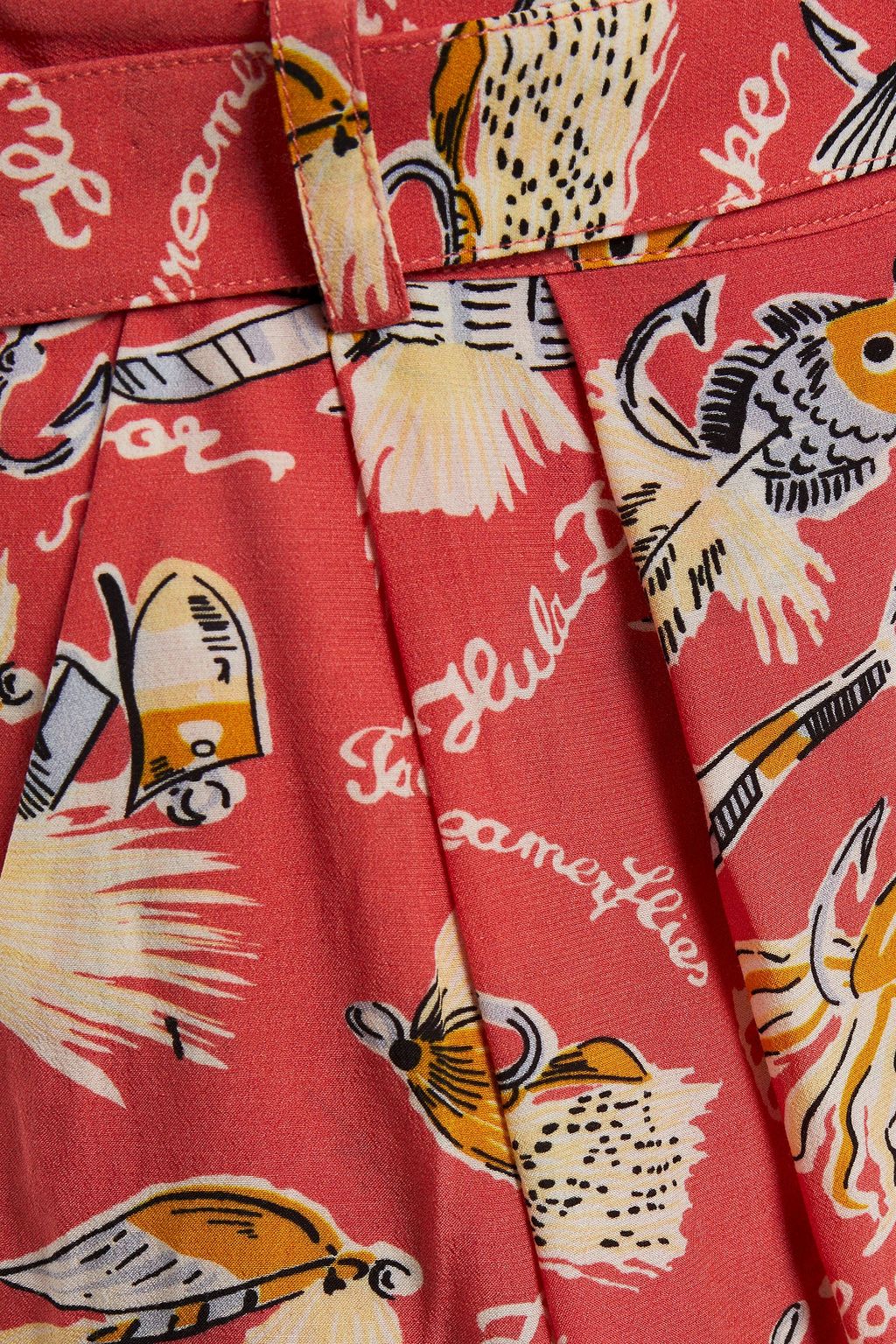 ANTIK BATIK Hilo belted printed crepe de chine shorts