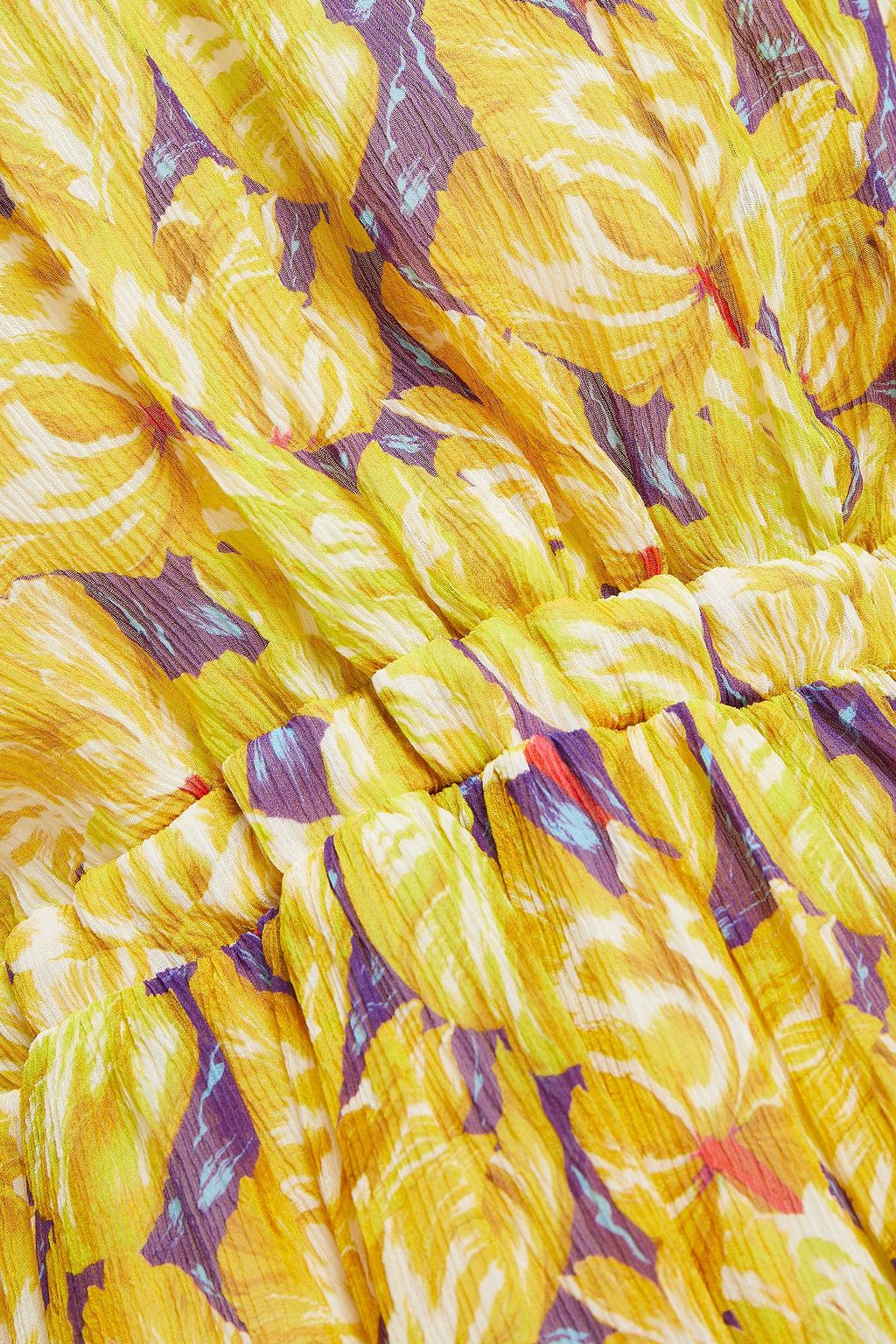 MISSONI فستان قصير من الكريبون الحريري المطبع برسومات وبأجزاء مقصوصة