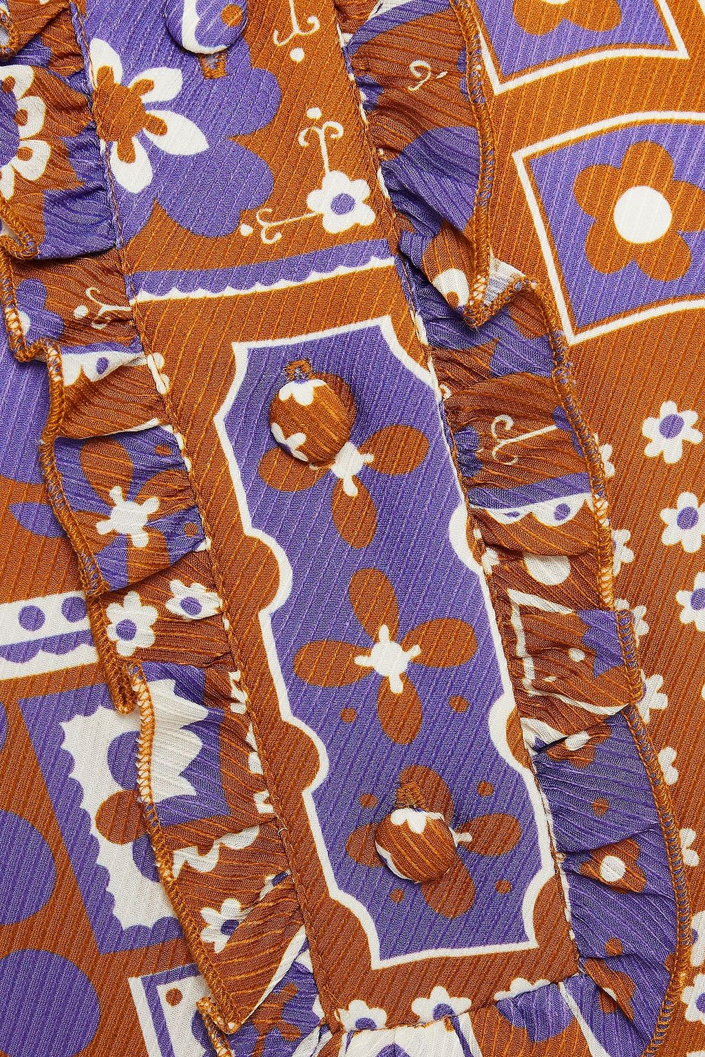 ANTIK BATIK Honoka ruffled printed twill blouse