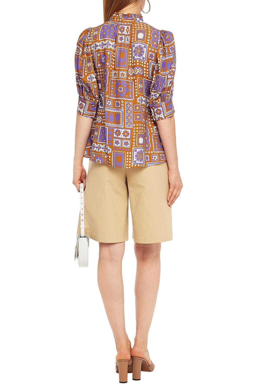 ANTIK BATIK Honoka ruffled printed twill blouse