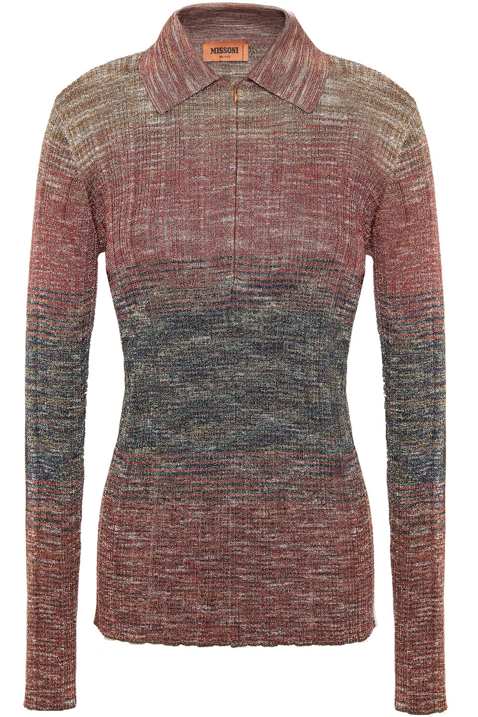 Missoni Woman Metallic Crochet-knit Polo Shirt Brick Size 38