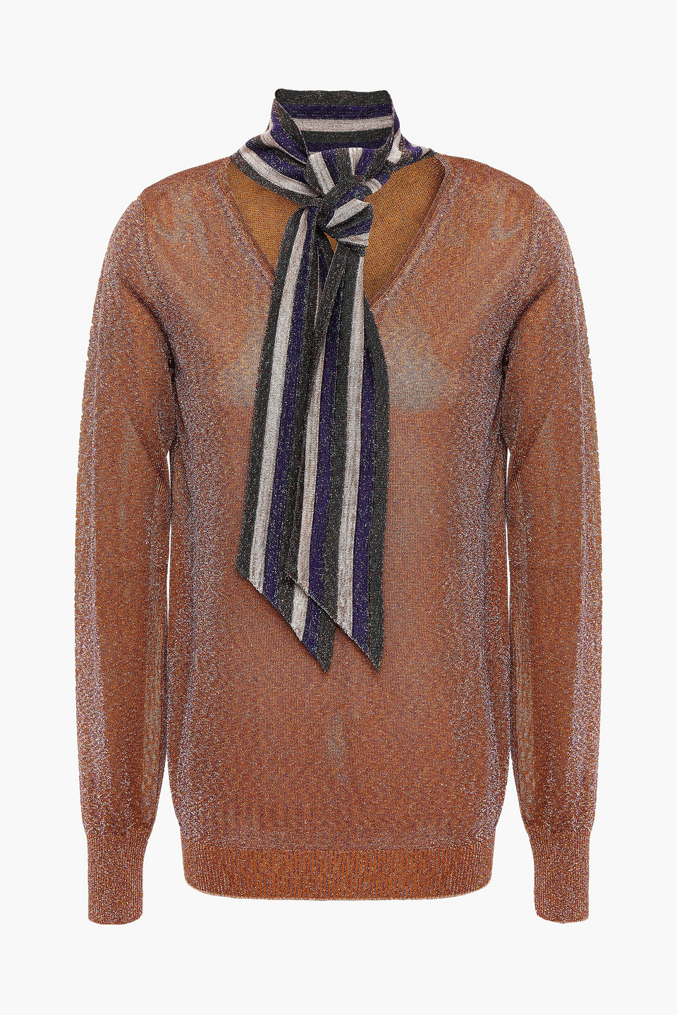 Missoni Woman Metallic Knitted Sweater Light Brown Size 38