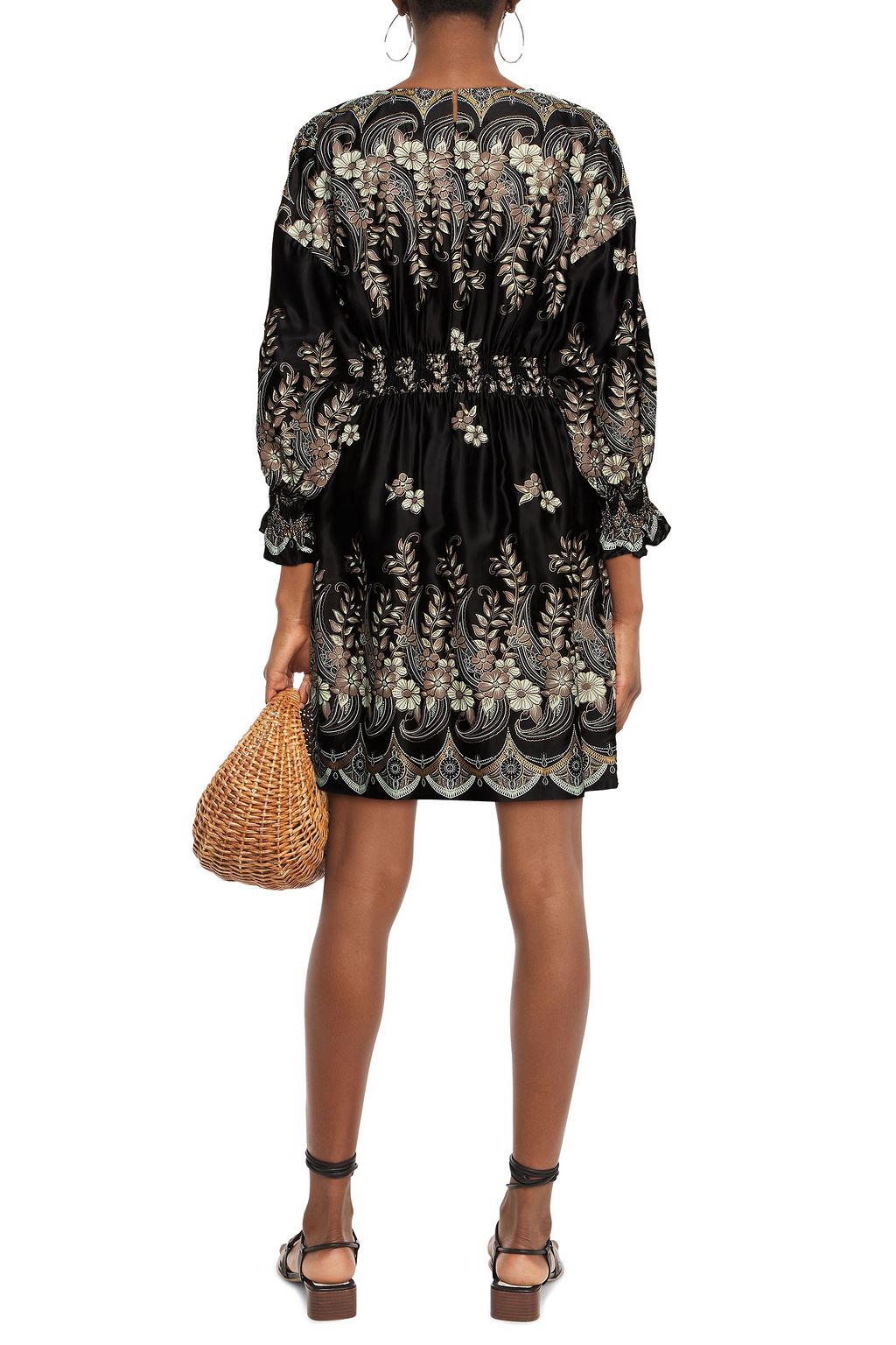 ANTIK BATIK Amelia shirred floral-print satin dress