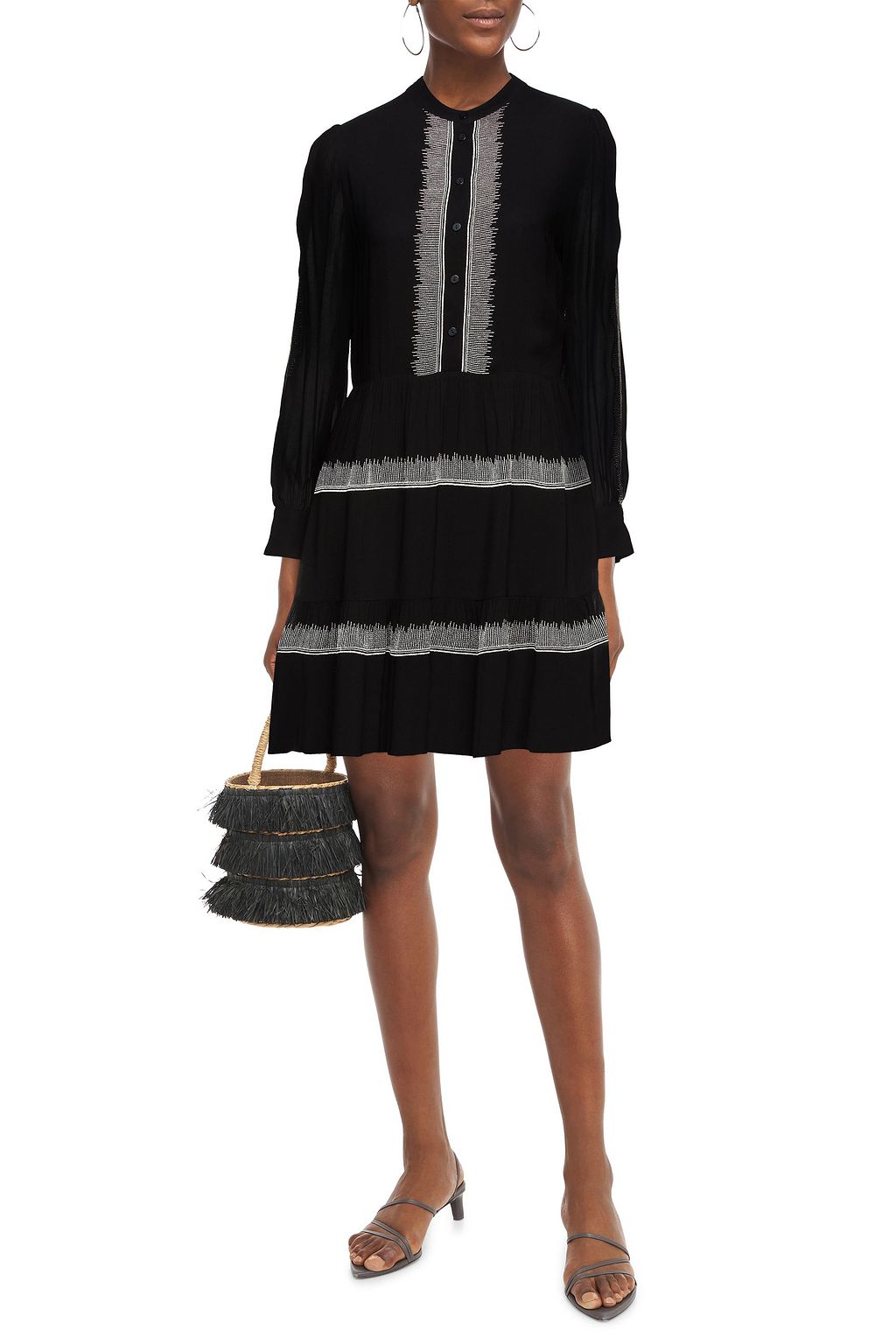 ANTIK BATIK Linsey tiered embroidered georgette mini dress