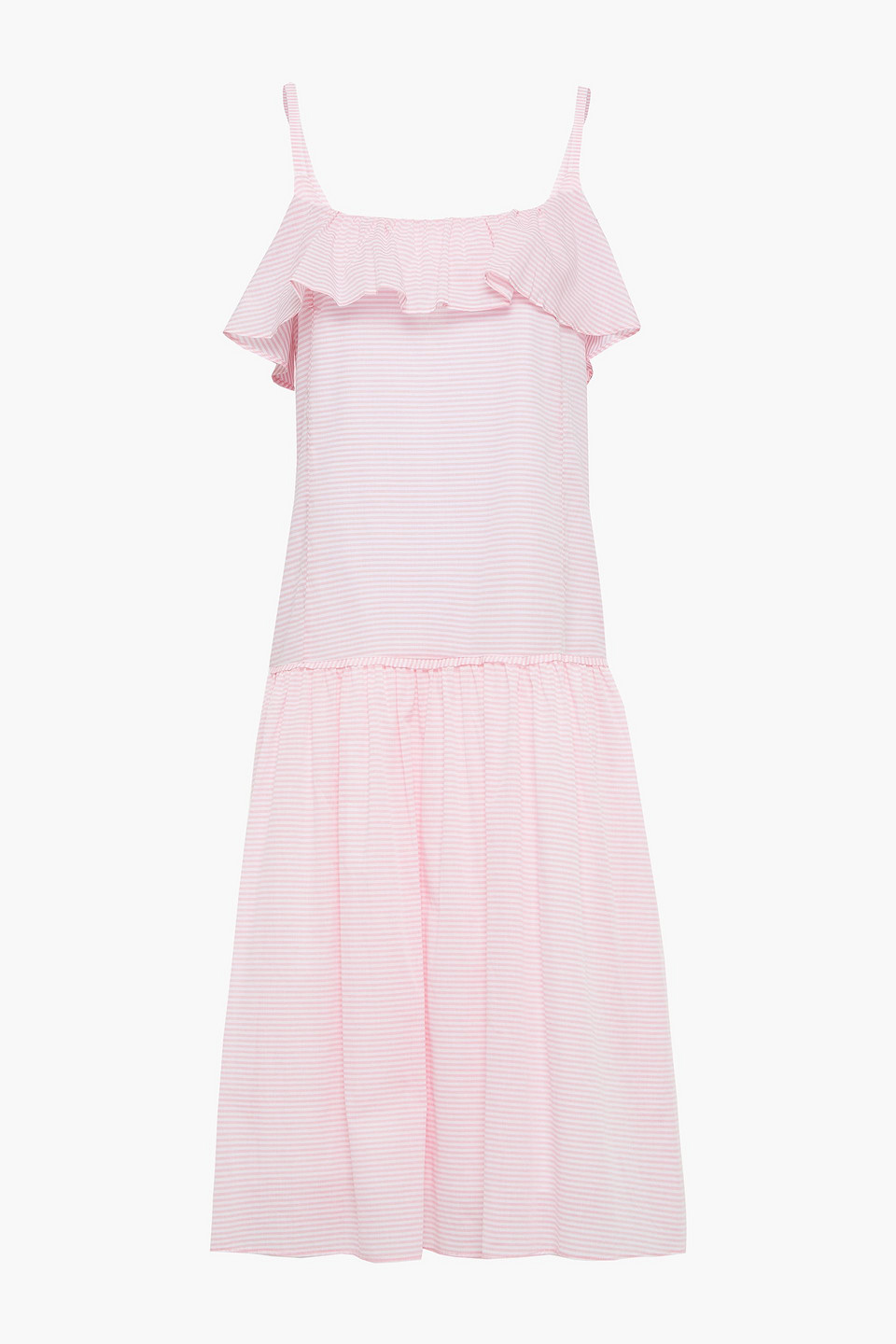 Loup Charmant Mona ruffle-trimmed striped cotton midi dress